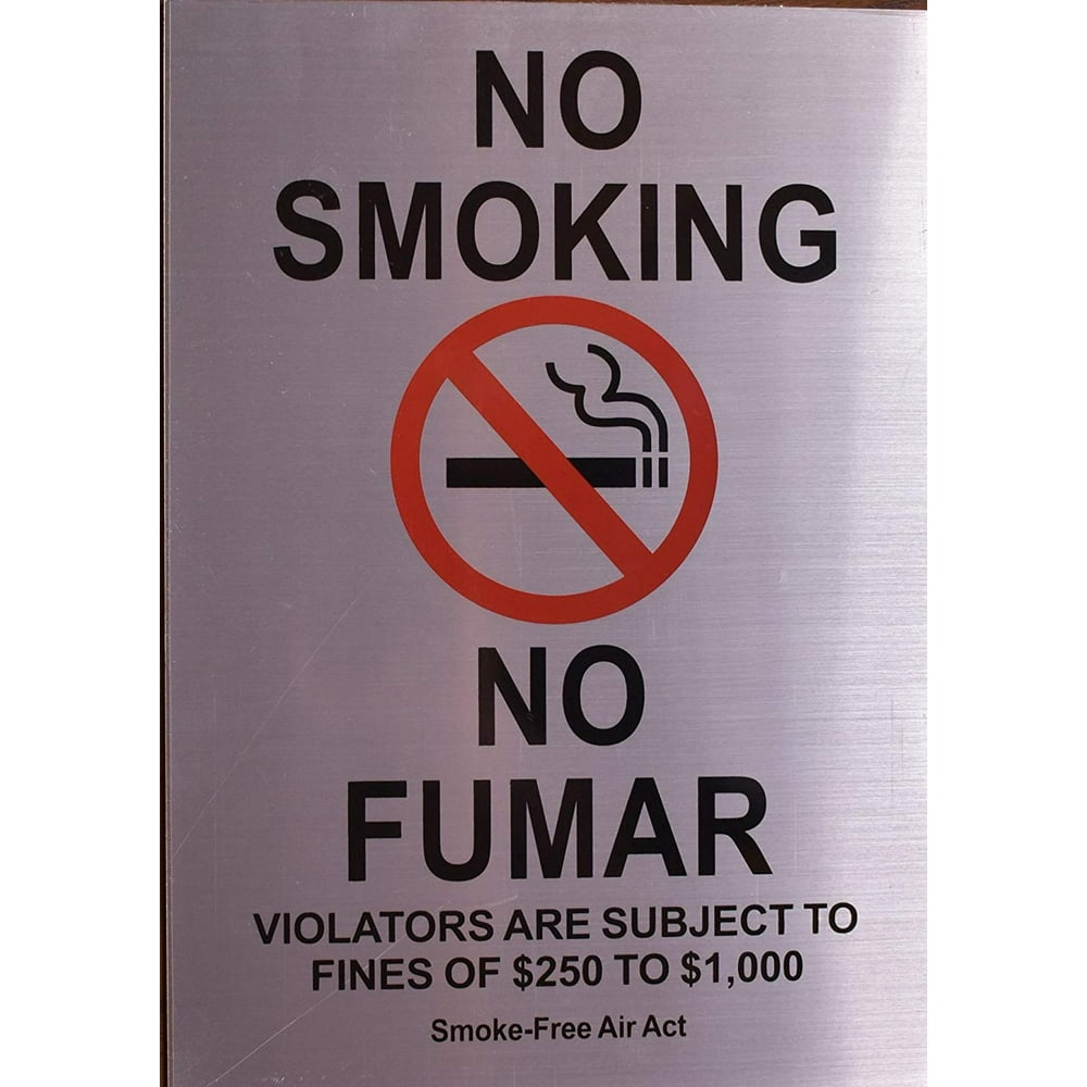 No Smoking English/Spanish Sign Smoke Free Act (Brush Aluminium