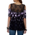 thumbnail image 4 of Leutsin Femmes Imprimé Floral Dentelle T-Shirt Manches Courtes Tee Tops Blouse, 4 of 8