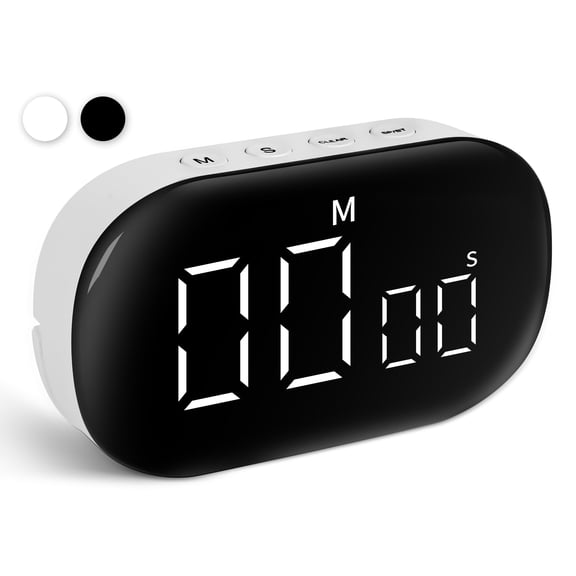 Digital Kitchen Visual Timer, Timer for Kids, Magnetic Timer with Large LED Display, Volume Adjustable Countdown Countup Timer for Tasks, Work, Study, Kitchen Cooking, White