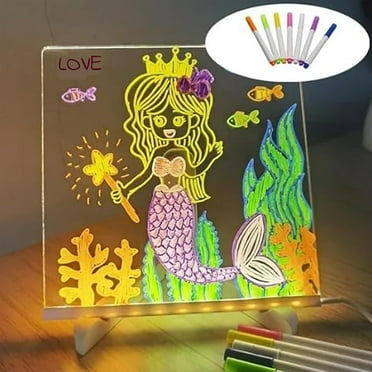 LED Note Board with Colors,Erase Note Board with USB Power,Light-Up Message Note Board with Stand for Room,Store,Office