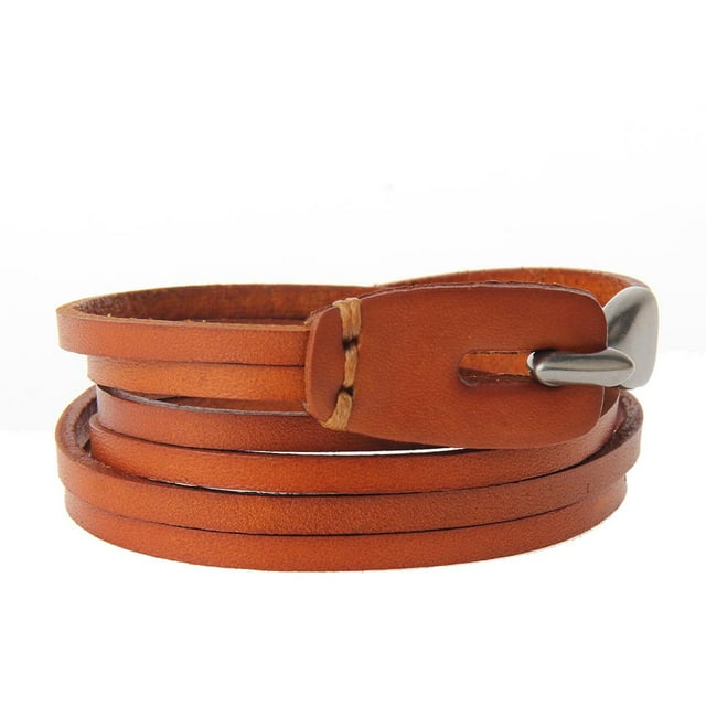 Brazalete de Cuero Vintage Yinane Con Botón de Aleación Amarillo