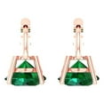thumbnail image 4 of Rose Solid Solid Gold Drop Stud Everyday Dainty Earrings - 4 Ct Brilliant Round Cut Dangle Emerald 14K, Everyday Dainty Earrings Lever Back, 4 of 7