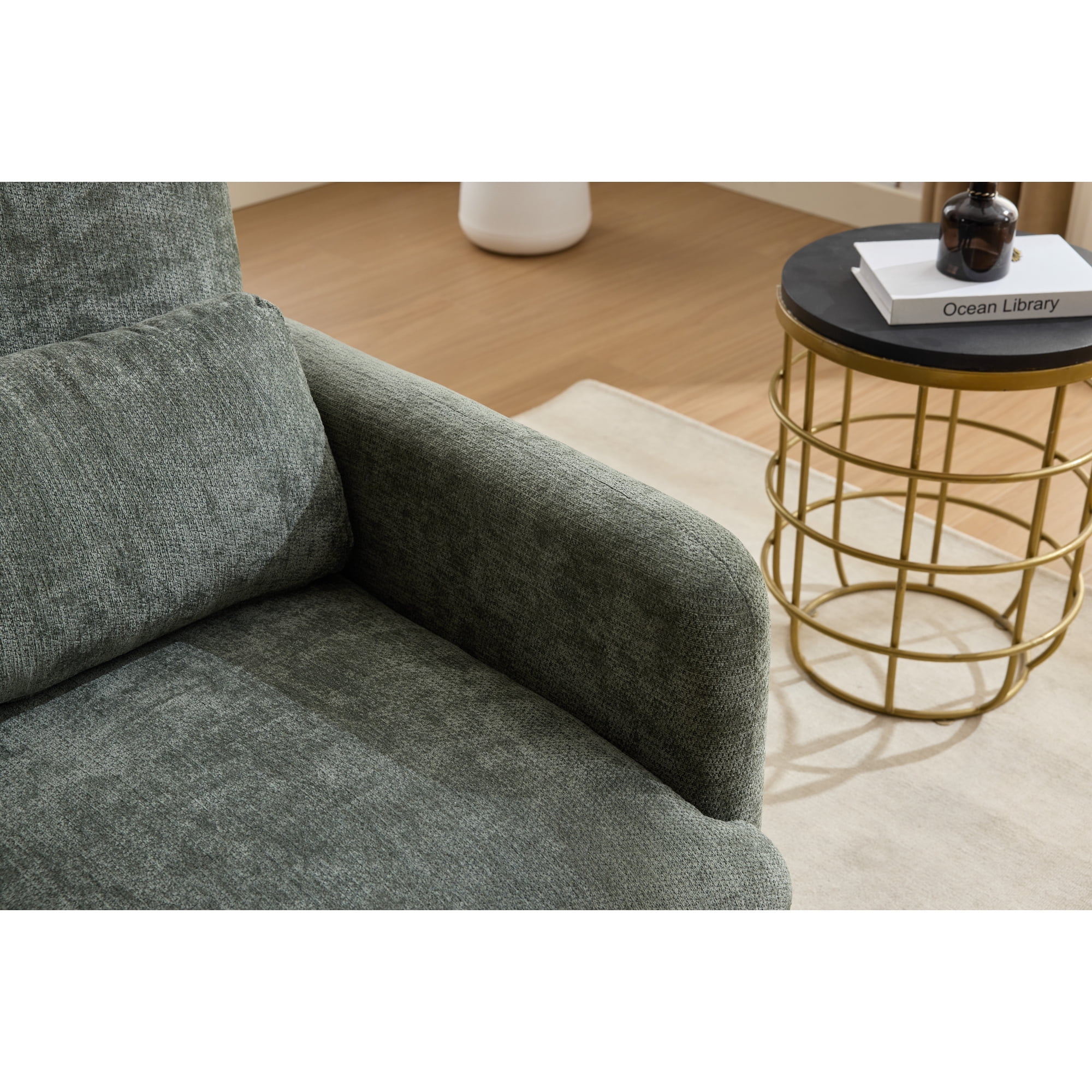 Leumius Modern Accent Chair, Contemporary Boucle Fabric Accent Armchair Comfy Upholstered Leisure Single Sofa Chair for Living Room Bedroom Apartment Office Green