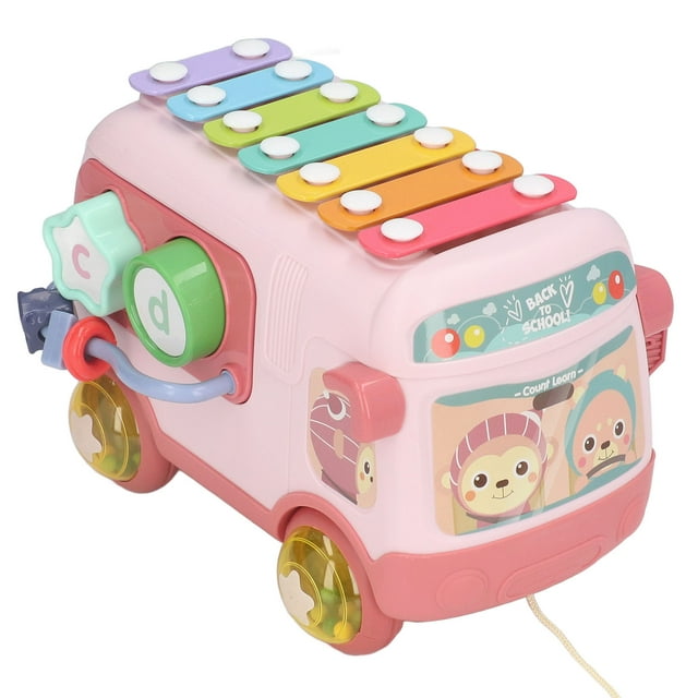 Demonsen Alphabet Musical Bus, Round Edge Cultivate Spatial Awareness Colorful Beads 3D Blocks Exercise Hands On Ability Musical Bus For Home