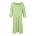 thumbnail image 4 of Qwertyu Plus Size 3/4 Sleeve Fall Dress for Women Crewneck Solid Color Midi Dress Trendy Casual A Line Dress Green 2XL, 4 of 5