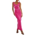 thumbnail image 1 of Faithtur Robe Longue Moulante pour Femmes, Patchwork, Sans Manches, Robe Camisole, Été, Dos Nu, Fente, Robe de Soirée, 1 of 7