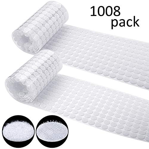 10mm Diameter Sticky Back Coins Fastener Nylon Polyester Round Stickers for Crafts Fabric DIY Decor Art White, 504 Pairs 1008 pcs Hook and Loop Dots 0.4 