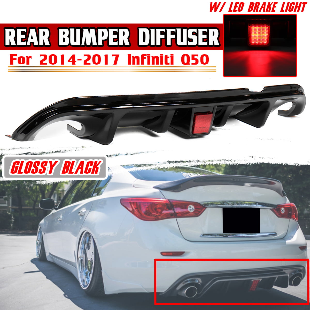 Rear Bumper Lip Spoiler Diffuser Splitter Black Fit for 2014-2017 Q50 AQ Style JDM Sport 