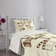 thumbnail image 3 of Ambesonne Movie Theater Quilted Bedspread Set 2 Pcs, Vintage Set, Twin Size, Beige Brown, 3 of 5