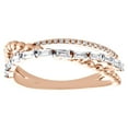 thumbnail image 2 of 14K Rose Gold Baguette Cut Diamond Crossover Beaded Wedding Band 6mm Ring 1/3 CT, 2 of 5