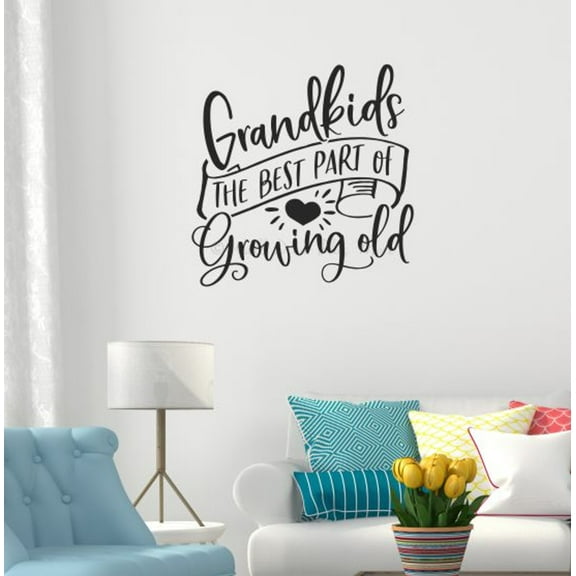 Grandkids Best Part of Growing Old Quote Decals for Wall - Die-Cut Vinyl Wall Art - Family Quotes Wall Decor - Living Room Wall Stickers - Matte Vinyl Wall Decal Sayings, 23x23-Inch, Black