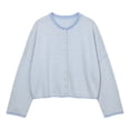 thumbnail image 4 of GEWSEY Womens Striped Cardigan Sweater Casual Crew Neck Open Front Button Down Long Sleeve Knit Sweaters Fall Outerwear (Light Blue, L), 4 of 4