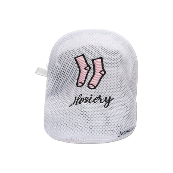 MeMoi Hosiery Embroidered Mesh Wash Bag, White, M