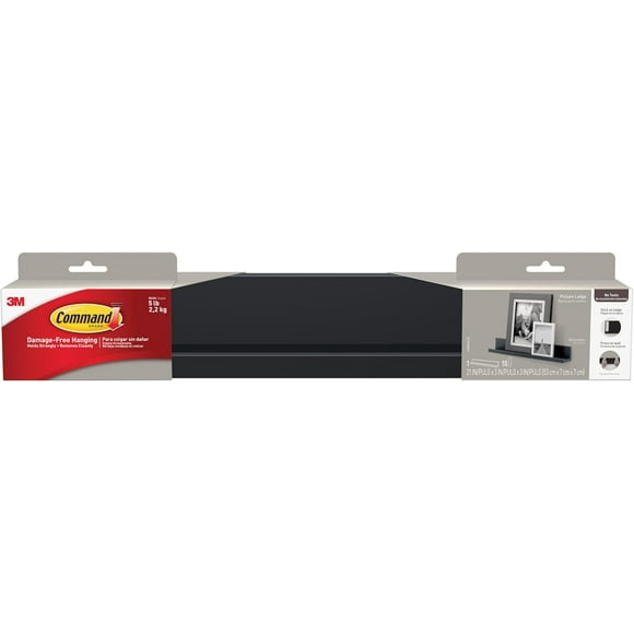Slate 21-InchesPicture Ledge, 21" Damage Free Hanging Floating Shelf with Adhesive Strips, Quartz, No Tools Picture Hanger for Displaying Decorations and Photographs, 1 Ledge and 10 Strips