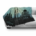 thumbnail image 2 of Russian Soft Flannel Fleece Throw Blanket, Abstract Skyline Moscow City Line Illustration, Cozy Plush for Indoor and Outdoor Use, 50" x 70", Charcoal Grey Seafoam, by Ambesonne, 2 of 5