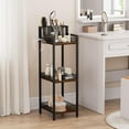 thumbnail image 5 of Bathroom Storage Shelf Hair Dryer Holder, 3-Tier Narrow Metal Standing Rack with Toilet Paper Holder, Multifunctional Corner Unit Rack for Cosmetic, Curling Irons (9.85“ Black Without Drawer), 5 of 15