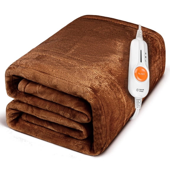 Soft Double‑Sided Flannel Heated Throw Blanket, Electric Heating Blanket with Multi‑Heat Settings, Auto‑Shut‑Off Safety Function, Washable Warm Cozy Throw for Couch, Sofa, Bed and Office