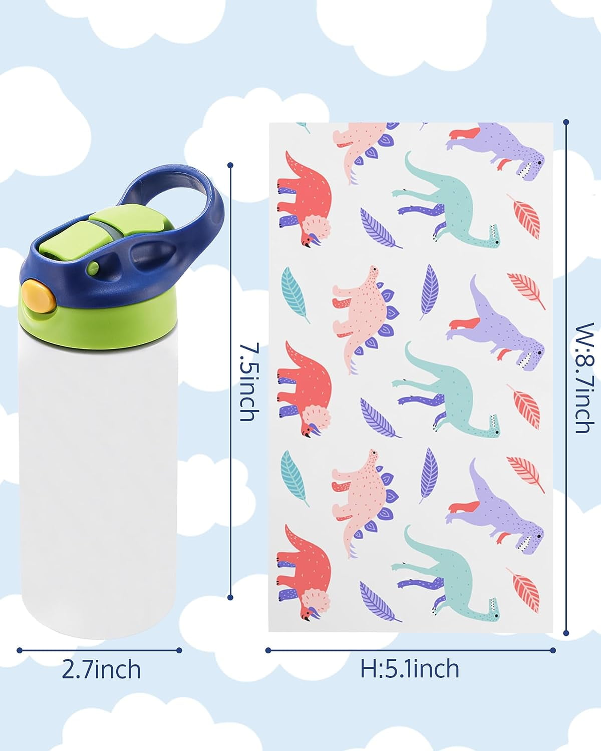 AGH 30 Pack 12 OZ Kids sublimation tumbler Blank with One-Click Pop Up Straw Lid, Sublimation Sippy Cup Kids,Skinny Straight Stainless Steel Sublimation Sports Sippy Cup for Milk, Soda, Juice