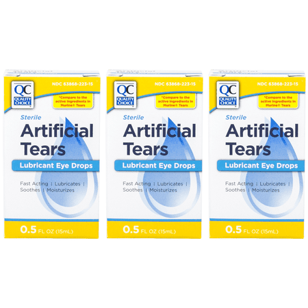 3 Pack Quality Choice Artifical Tears Sterile 0.5oz Each