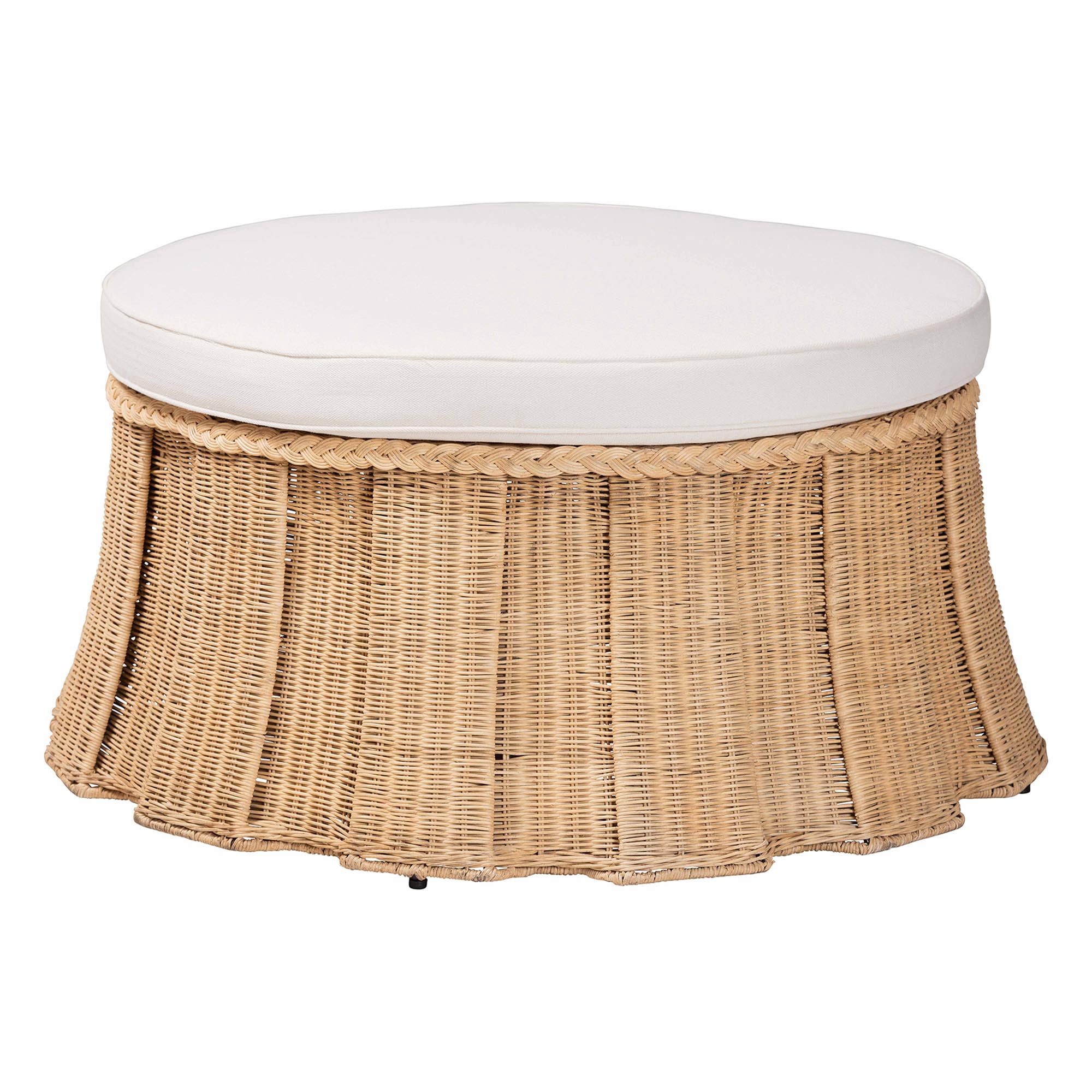 bali & pari Ying Boho Ottoman, Large, Natural Brown