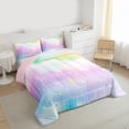 thumbnail image 3 of jejeloiu Cartoon Stars Print Queen Comforter Set,Rainbow Galaxy Starry Sky Bedding Comforter Set For Girls Teens Reversible 3-Piece, 3 of 8