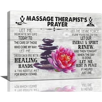 Massage Therapist Decor Wall Art Rustic Zen Stone Flower Relaxation Pictures Wall Decor Massage Sign Canvas Painting Prints Artwork Decorations Framed for Massage Spa Room Beauty Salon 16"x12"
