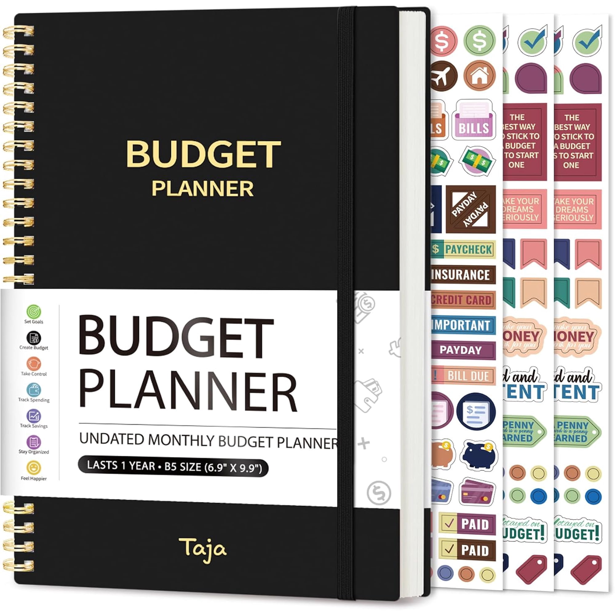 Budget Planner, Undated Budget Book with Expense Tracker, 6.9" x 9.9"