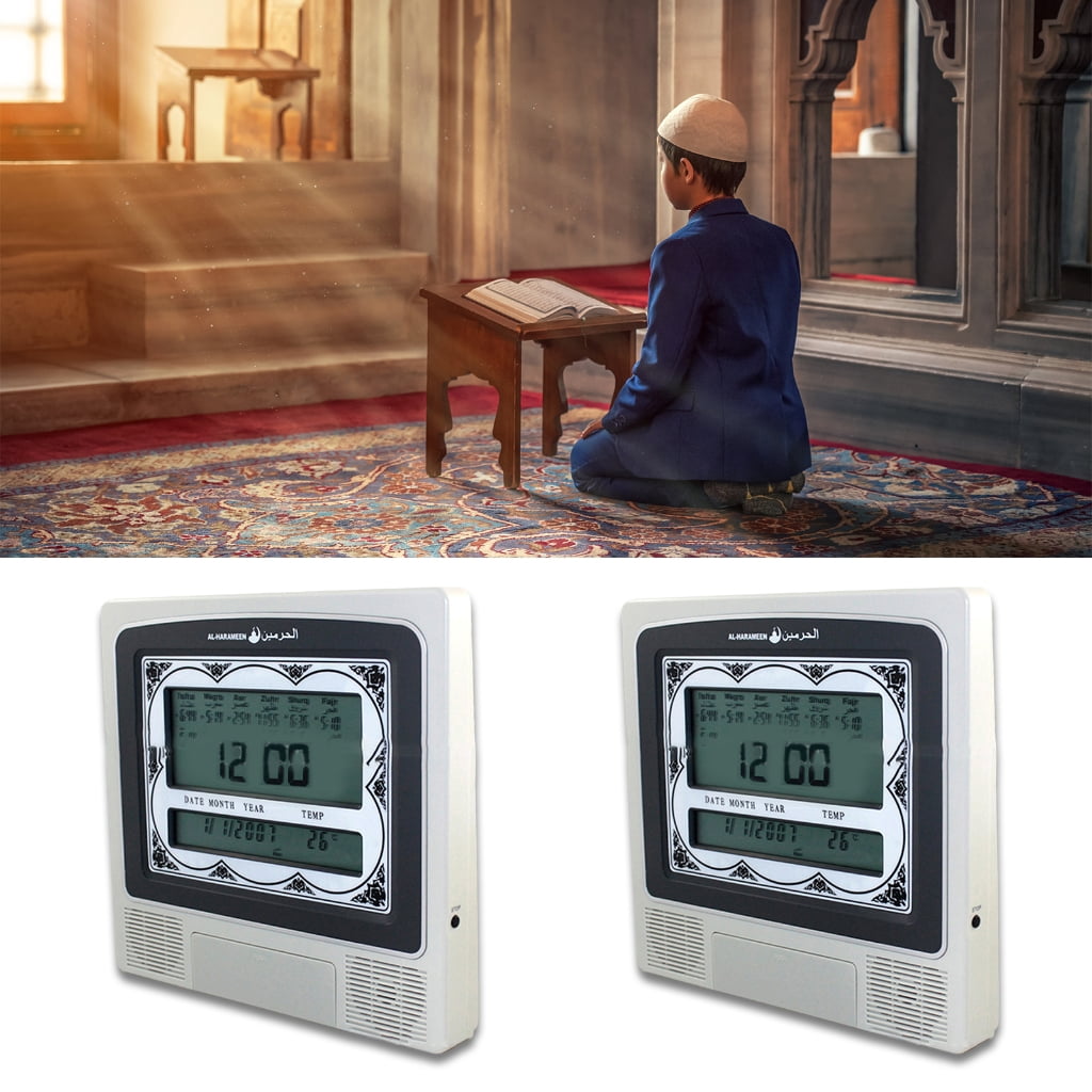 Zeiwohndc Digital Azan Clock For Muslim With Prayer Alarm Calendar Table Desk Decorative