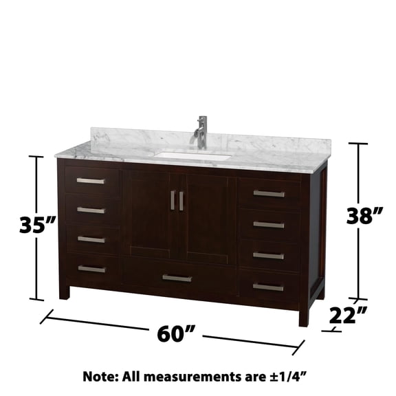 Wyndham Collection Sheffield 60" Marble Single Bathroom Vanity in White/Espresso
