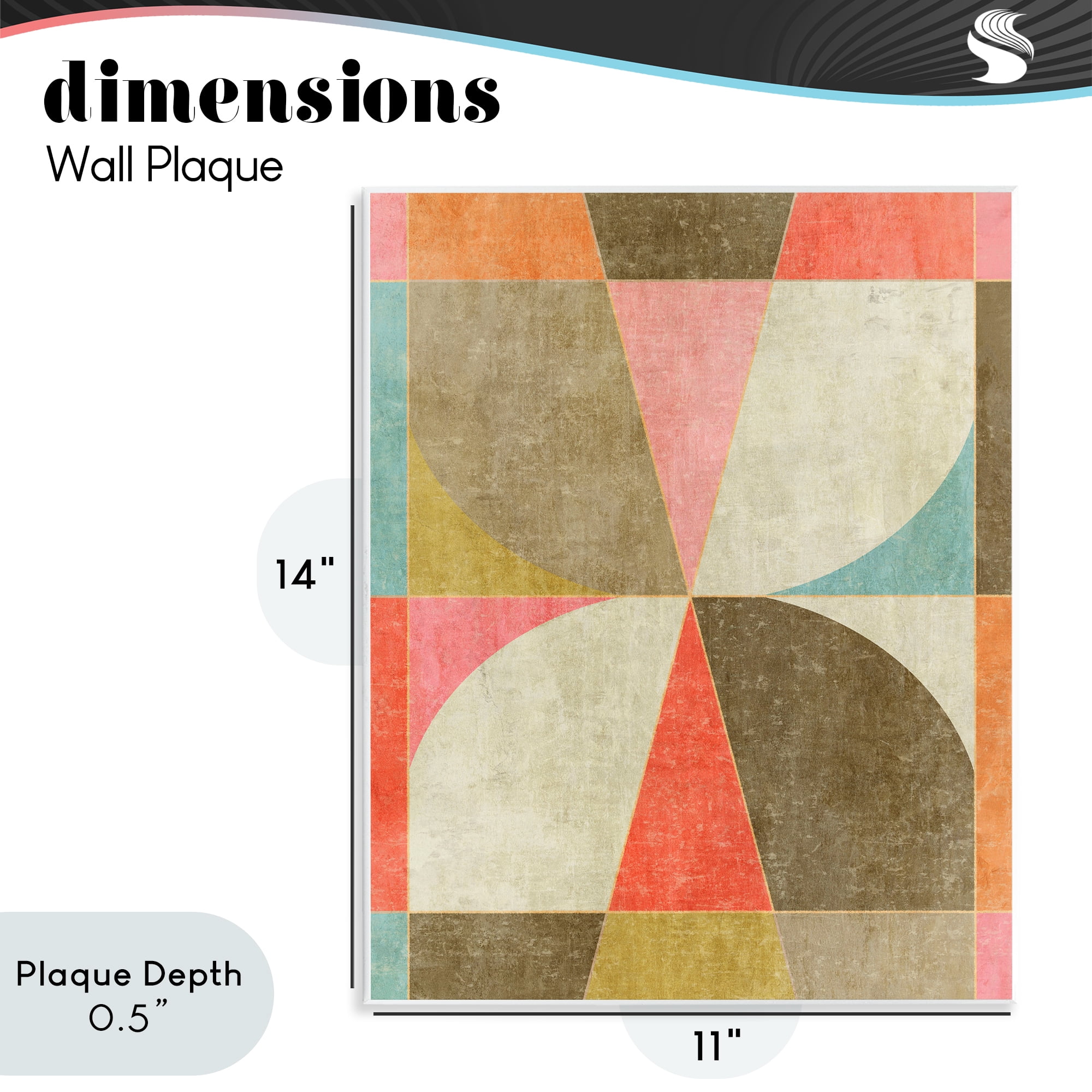Stupell Industries Pinwheel Symmetric Shapes Wall Plaque Art, design by Suzanne Nicoll