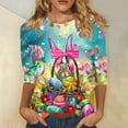 thumbnail image 2 of BiZtdJrK Women's 3/4 Sleeve Shirts Easter Eggs Graphic Tees Shirt Casual Round Neck Pullover Blouses Cute Rabbit Print Tunic Tops Multicolor XXL Winter Clearance Prime, 2 of 6
