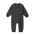thumbnail image 1 of TSEXIEFOOFU Baby Boy Girl Round Neck Long Sleeve Waffle Solid Color Button Down Jumpsuit, 1 of 9