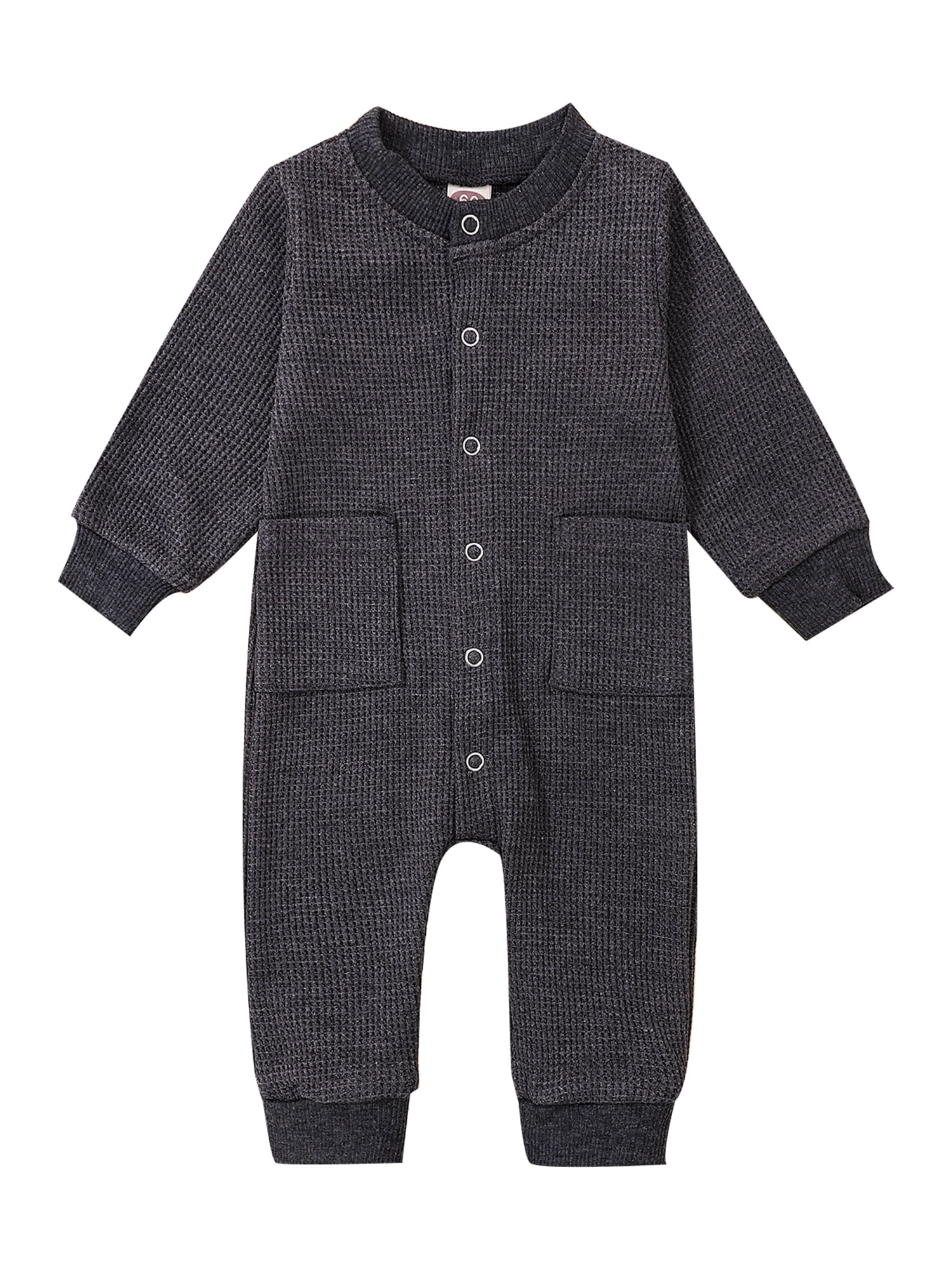 LWXQWDS Newborn Baby Boy Girl Long Sleeve Solid Romper Jumpsuit 