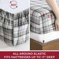 thumbnail image 4 of Winter Nights Cotton Flannel Bed Sheet Set, King, Gray Plaid, 4 of 6