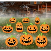 Big Dot of Happiness Halloween Pumpkins - Lawn Decorations - Outdoor Jack-O'-Lantern Party Yard Decorations - 10 Piece