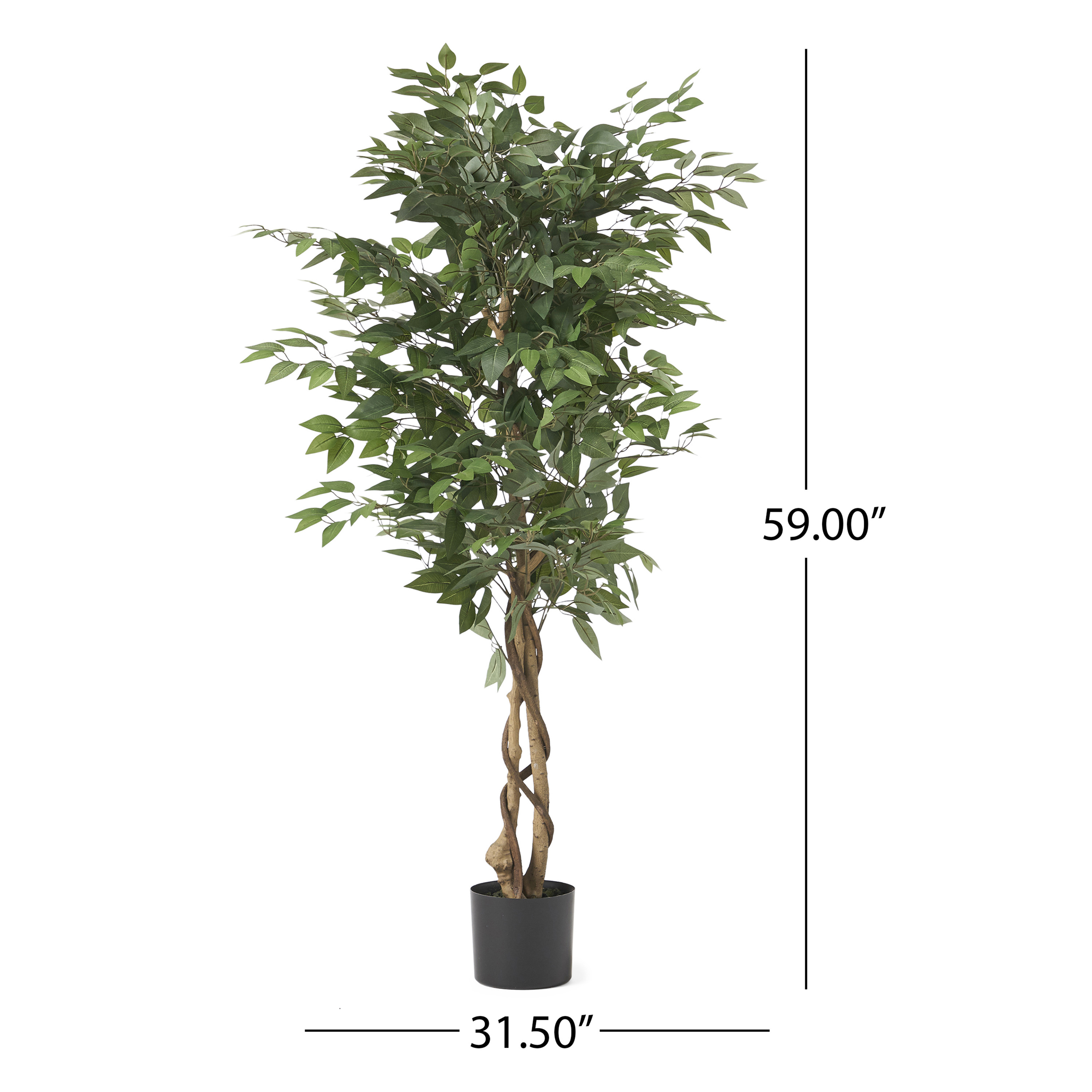 Euroco 4.9FT Artificial Ficus Tree with Realistic Leaves and Natural Trunk,Fake Ficus Tree with Nursery Pot for Home Office Living Room,Garden Decor