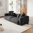thumbnail image 2 of The Magic Home 2-Seater Modular Convertible Corduroy Sectional Sofa, Black, 2 of 10