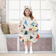 thumbnail image 7 of FORMRS Wearable Blanket Hoodie with Sleeves for Kids Cozy Flannel Sweatshirt, Beige Triangles, 7 of 7