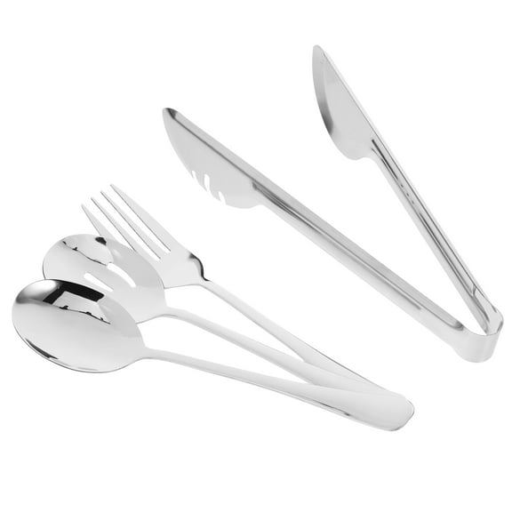 1 Set Stainless Steel Serving Utensils for Kitchen Use Silver Ergonomic Handle Easy to Clean