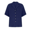 thumbnail image 6 of Vmvidoty 2026 Womens Short Sleeve Casual Button Down Shirts Summer Soft Fashion Cotton Blouses Tops with Pocket Dark Blue M, 6 of 7