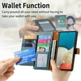 thumbnail image 3 of Feishell for Samsung Galaxy A53 5G Case,RFID Blocking Wallet Case for Women Men,Premium PU Leather Credit Card Holder Zipper Pocket Magnetic Buckle Flip Kickstand Phone Case with Wrist Strap,Green, 3 of 10