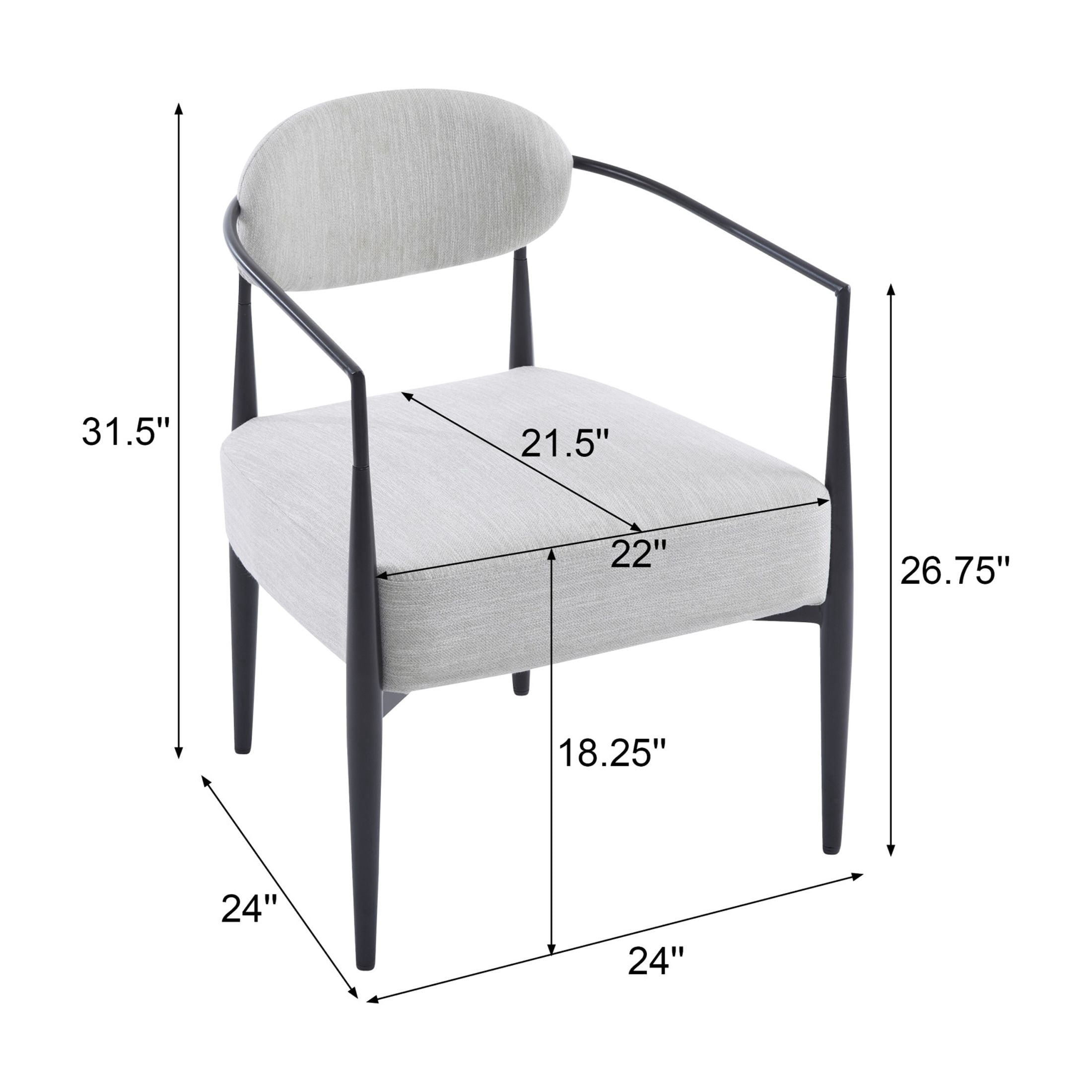 Draxiel Iron Frame Modern Upholstered Accent Chair in Beige, Black, and Gold