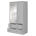 thumbnail image 4 of Better Home Products Sarah Double Sliding Door Armoire with Mirror in Light Gray, 4 of 10