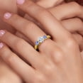 thumbnail image 4 of Gem Stone King 18K Yellow Gold Plated Silver Lab Grown Diamond and Blue Tanzanite Engagement Ring for Women | 0.90 Cttw | Round 6MM | Gemstone April Birthstone | Size 5, 4 of 6