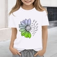 thumbnail image 2 of CPNG Girls Sunflower Shirts Cute Summer Round Neck T-Shirt Floral Graphic Short Sleeve Tees Tops Casual Clothes(White,3-4 Years), 2 of 5