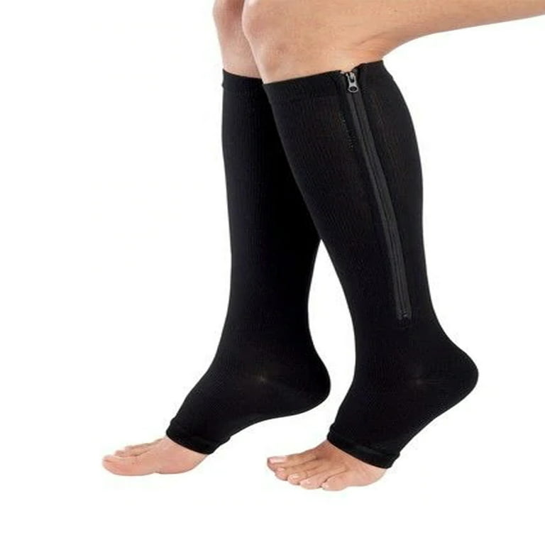 ZIPIT Zip Sox Zip-Up Compression Socks, Black - Small/Medium Black Small 