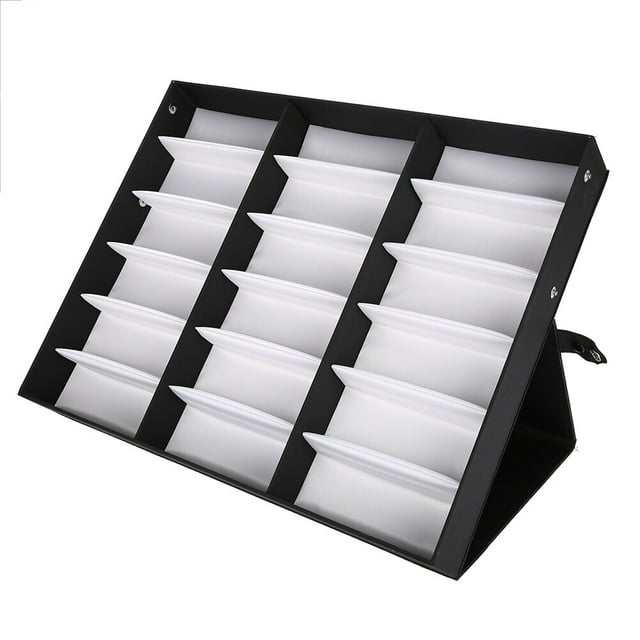 Vitrina para Gafas de 18 Rejillas, Caja Organizadora para Almacenar Gafas de Sol Con Estuche Con Cerrado, Cubierta A Prueba de Polvo, Forro de Alta