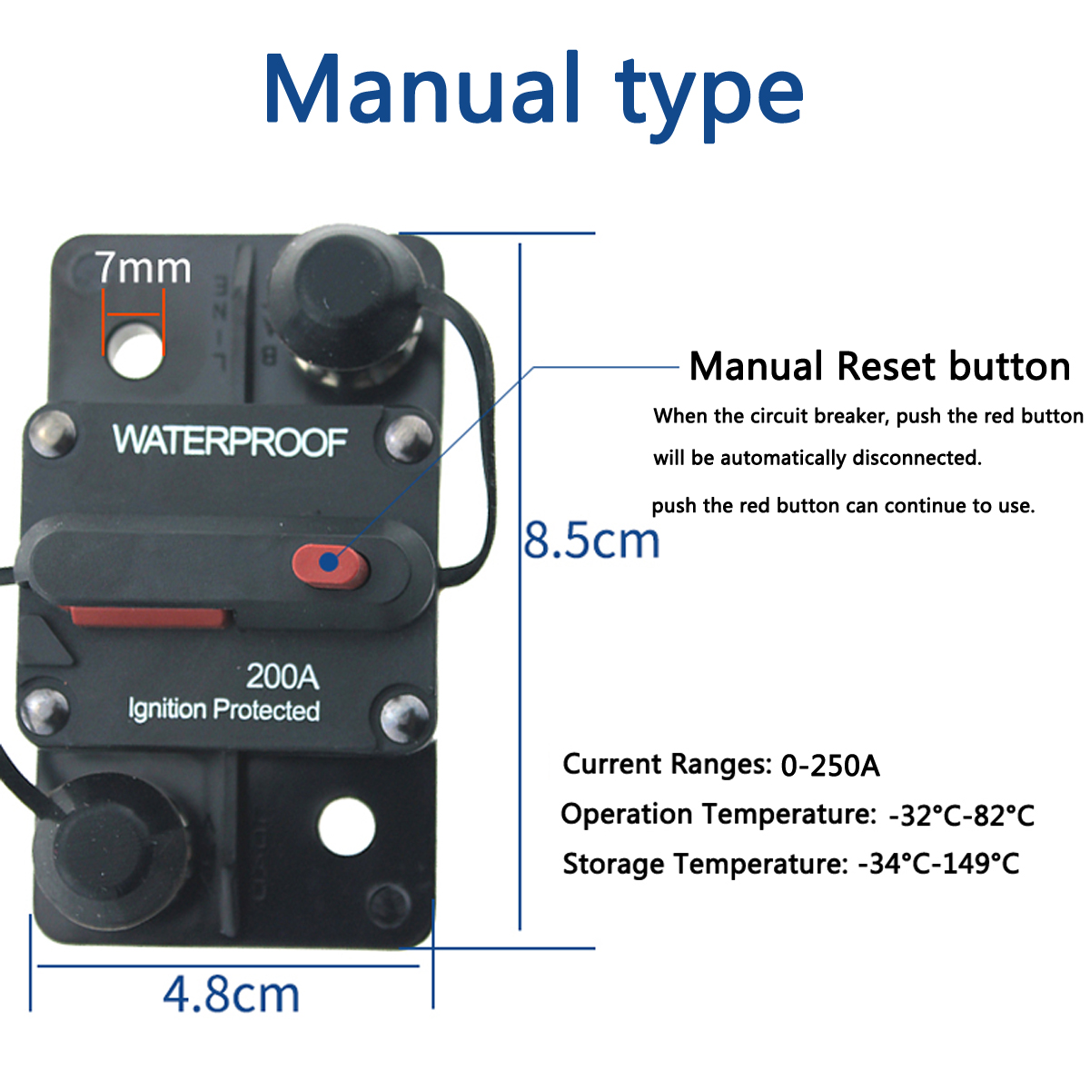 Photo-Top 40 Amp 48VDC,Surface-Mount & Waterproof Circuit Breakers with Manual Reset for Auto Boat Marine 12V 