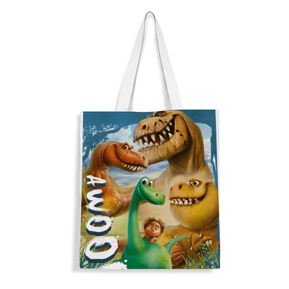 The Good Dinosaur canvas Tote Bag handbag: Adorable reusable shopping tote for women, ideal for groceries. Features an inner zipper, dimensions 13.8 x 15.8 inches (35x40cm).