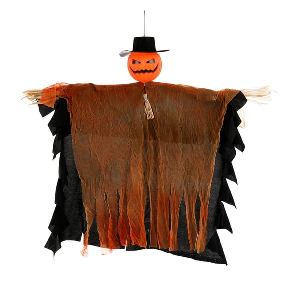 2/1pcs Hallo-ween Spooky Pumpkin Scarecrowing ,Hanging Pumpkin Skeleton Ghost with Adjustable Arms,Scary Hallo-ween Prop Garden Party Decorations